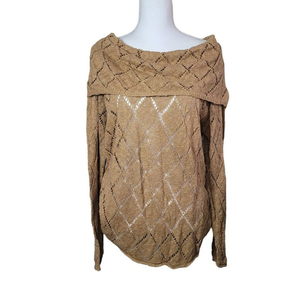 Maurices Sweater Cold Shoulder Brown Knit Womens‎ XL